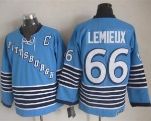 Penguins #66 Mario Lemieux Light Blue CCM Throwback Stitched NHL Jersey