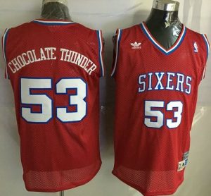 76ers #53 Darryl Dawkins Red Throwback Chocolate Thunder Stitched NBA Jersey