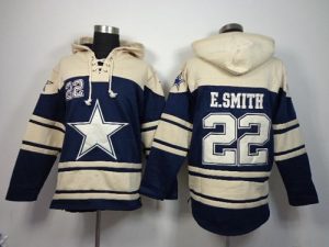 Dallas Cowboys #22 Emmitt Smith Navy Blue Sawyer Hooded Sweatshirt NFL Hoodie