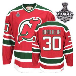 Devils #30 Martin Brodeur 2012 Stanley Cup Finals Red and Green CCM Throwback Embroidered NHL Jersey