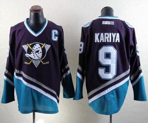Ducks #9 Paul Kariya Purple Turquoise CCM Throwback Stitched NHL Jersey