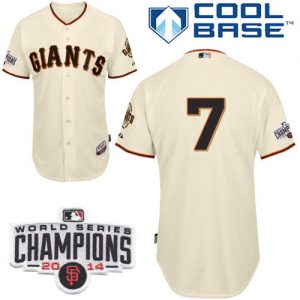Giants #7 Gregor Blanco Cream Home Cool Base W 2014 World Series Champions Patch Stitched MLB Jersey