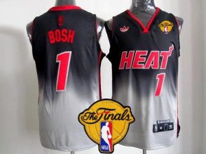 Heat #1 Chris Bosh Black Grey Fadeaway Fashion Finals Patch Embroidered NBA Jersey