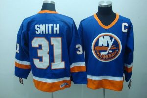 Islanders #31 Billy Smith Embroidered Baby Blue CCM Throwback NHL Jersey