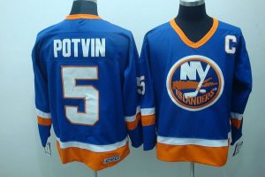 Islanders #5 Denis Potvin Embroidered Baby Blue CCM Throwback NHL Jersey