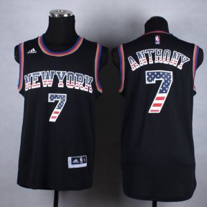 Knicks #7 Carmelo Anthony Black USA Flag Fashion Stitched NBA Jersey