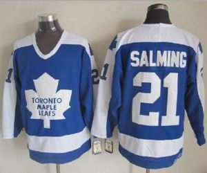 Maple Leafs #21 Borje Salming Blue White CCM Throwback Stitched NHL Jersey