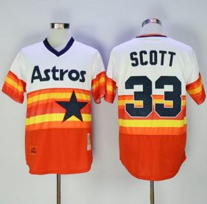 Mitchell And Ness 1980 Astros #33 Mike Scott White Orange Throwback Stitched MLB Jersey