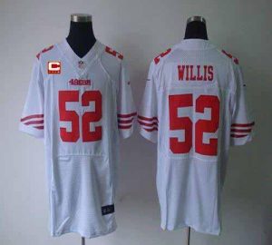 Nike 49ers #52 Patrick Willis White With C Patch Men's Embroidered NFL Elite Jersey