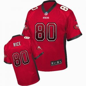 Nike 49ers #80 Jerry Rice Red Team Color Men's Embroidered NFL Elite Drift Fashion Jersey