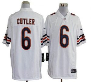 Nike Bears #6 Jay Cutler White Men's Embroidered NFL Game Jersey
