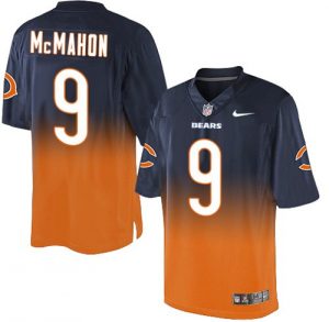 Nike Bears #9 Jim McMahon Navy Blue Orange Men's Stitched NFL Elite Fadeaway Fashion Jersey