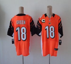 Nike Bengals #18 A.J. Green Orange Alternate With C Patch Men's Embroidered NFL Elite Jersey