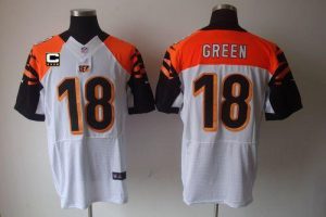 Nike Bengals #18 A.J. Green White With C Patch Men's Embroidered NFL Elite Jersey