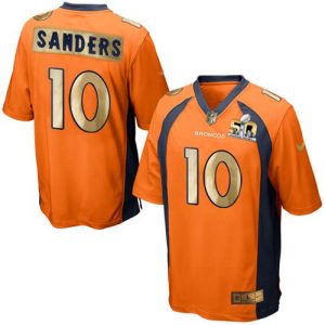 Nike Broncos #10 Emmanuel Sanders Orange Team Color Men's Stitched NFL Game Super Bowl 50 Collection Jersey