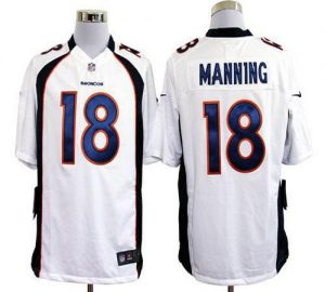 Nike Broncos #18 Peyton Manning White Men's Embroidered NFL Game Jersey