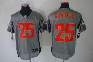Nike Chiefs #25 Jamaal Charles Grey Shadow Men's Embroidered NFL Elite Jersey
