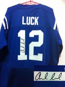 Nike Colts #12 Andrew Luck Royal Blue Team Color Men's Embroidered NFL Elite Autographed Jersey