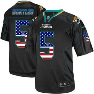 Nike Jaguars #5 Blake Bortles Black Men's Stitched NFL Elite USA Flag Fashion Jersey