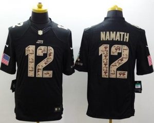 Nike Jets #12 Joe Namath Black Men's Stitched NFL Limited Salute to Service Jersey