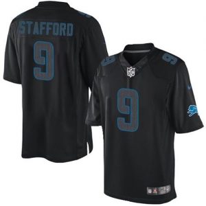 Nike Lions #9 Matthew Stafford Black Men's Embroidered NFL Impact Limited Jersey