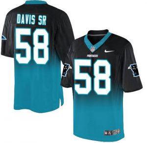 Nike Panthers #58 Thomas Davis Sr Black Blue Men's Stitched NFL Elite Fadeaway Fashion Jersey