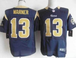 Nike Rams #13 Kurt Warner Navy Blue Team Color Men's Embroidered NFL Elite Jersey