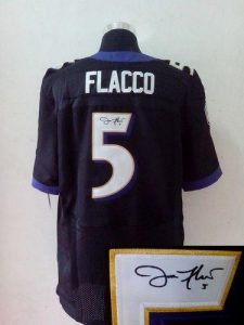 Nike Ravens #5 Joe Flacco Black Alternate Men's Embroidered NFL Elite Autographed Jersey