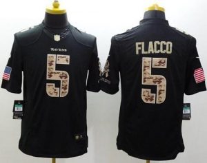 Nike Ravens #5 Joe Flacco Black Men's Stitched NFL Limited Salute to Service Jersey