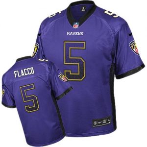 Nike Ravens #5 Joe Flacco Purple Team Color Youth Stitched NFL Elite Drift Fashion Jersey