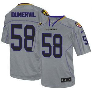 Nike Ravens #58 Elvis Dumervil Lights Out Grey Men's Embroidered NFL Elite Jersey