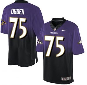Nike Ravens #75 Jonathan Ogden Purple Black Men's Stitched NFL Elite Fadeaway Fashion Jersey