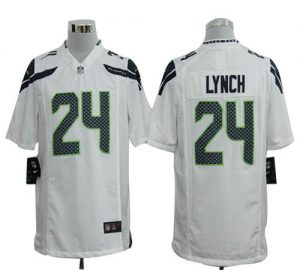 Nike Seahawks #24 Marshawn Lynch White Men's Embroidered NFL Game Jersey