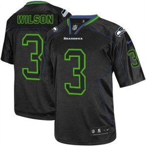 Nike Seahawks #3 Russell Wilson Lights Out Black Men's Embroidered NFL Elite Jersey