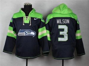 Nike Seahawks #3 Russell Wilson Navy Blue Player Pullover NFL Hoodie