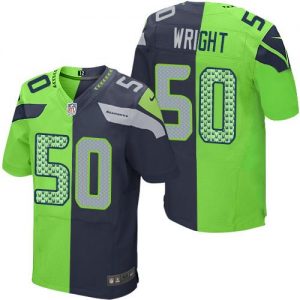 Nike Seahawks #50 K.J. Wright Steel Blue Green Men's Stitched NFL Elite Split Jersey