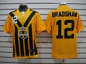 Nike Steelers #12 Terry Bradshaw Gold 1933s Throwback Men's Embroidered NFL Elite Jersey