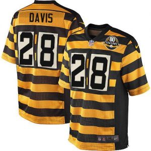 Nike Steelers #28 Sean Davis Yellow Black Alternate Men's Stitched NFL 80TH Throwback Elite Jersey