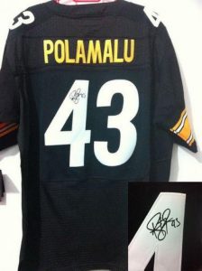 Nike Steelers #43 Troy Polamalu Black Team Color Men's Embroidered NFL Elite Autographed Jersey