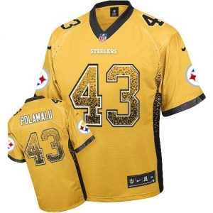 Nike Steelers #43 Troy Polamalu Gold Men's Embroidered NFL Elite Drift Fashion Jersey