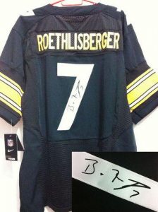 Nike Steelers #7 Ben Roethlisberger Black Team Color Men's Embroidered NFL Elite Autographed Jersey