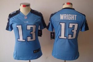 Nike Titans #13 Kendall Wright Light Blue Team Color Women's Embroidered NFL Limited Jersey