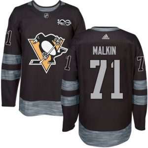 Penguins #71 Evgeni Malkin Black 1917-2017 100th Anniversary Stitched NHL Jersey