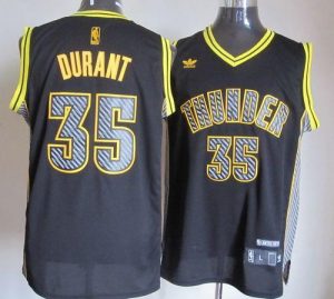 Thunder #35 Kevin Durant Black Electricity Fashion Embroidered NBA Jersey