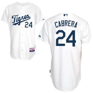 Tigers #24 Miguel Cabrera White HomeLos Tigres Stitched MLB Jersey