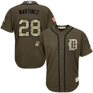 Tigers #28 J. D. Martinez Green Salute to Service Stitched MLB Jersey