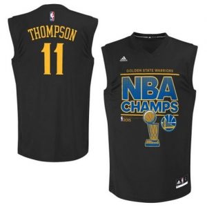 Warriors #11 Klay Thompson Black 2015 NBA Finals Champions Stitched NBA Jersey