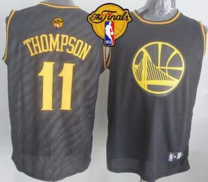 Warriors #11 Klay Thompson Black Precious Metals Fashion The Finals Patch Stitched NBA Jersey