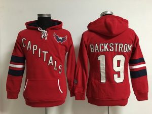 Washington Capitals #19 Nicklas Backstrom Red Women's Old Time Heidi Hoodie NHL Hoodie