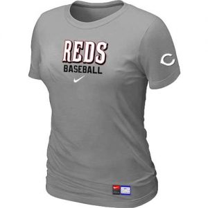 Women's Cincinnati Reds Nike Short Sleeve Practice MLB T-Shirts Light Grey